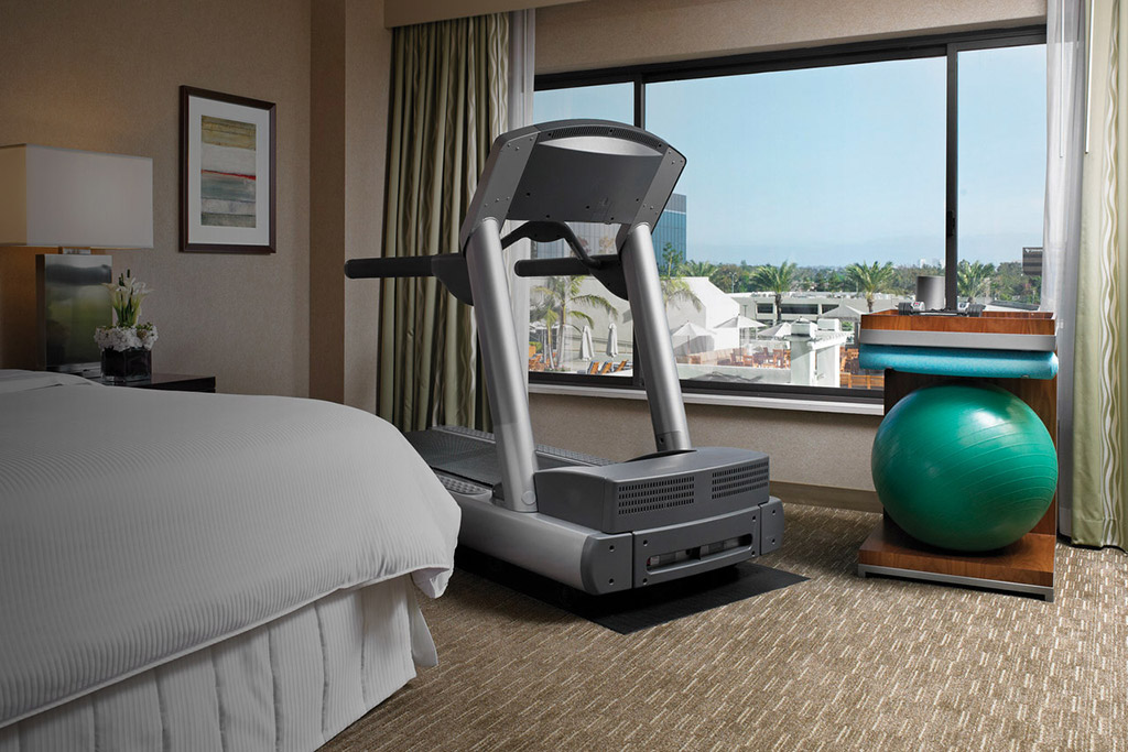 One of Westin's Workout rooms with treadmill and balance ball. 